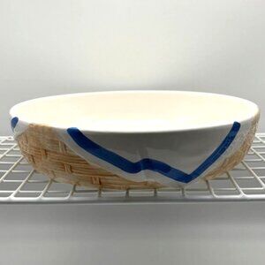 Vintage Boston Warehouse Trading Corp. 1993 Chip & Dip Bowl Basket Weave Pattern